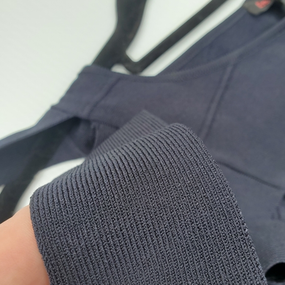 Escada Navy Knit Bandage Tie Shoulder Dress - Picture 4 of 7